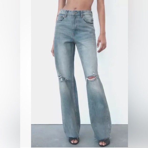 ZARA Flare Distressed Jeans - Picture 1 of 9